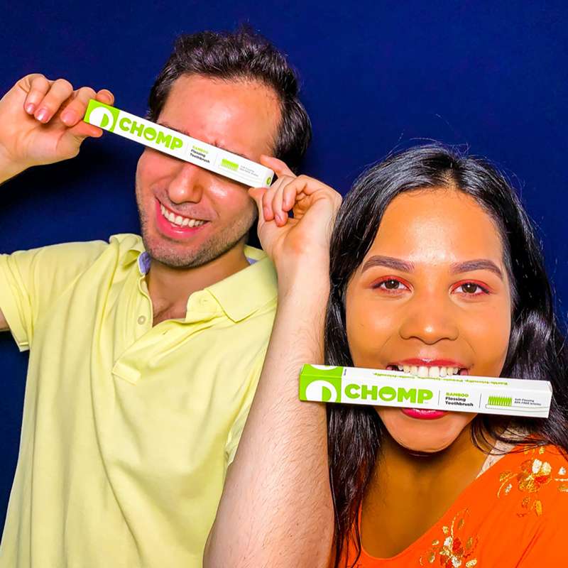CHOMP Bamboo Flossing Toothbrush 2-Pack