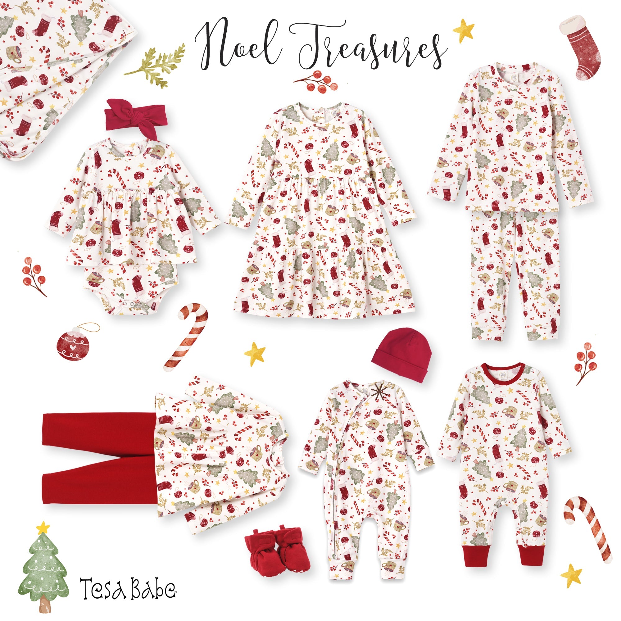 Girls' Christmas Tunic Set – Bamboo Holiday Outfit Set