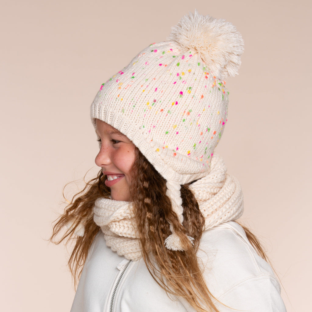 Girls Warm Knit Earflap Hat, Fleece Lined Cold-Weather Essential for Kids 1-12 Years