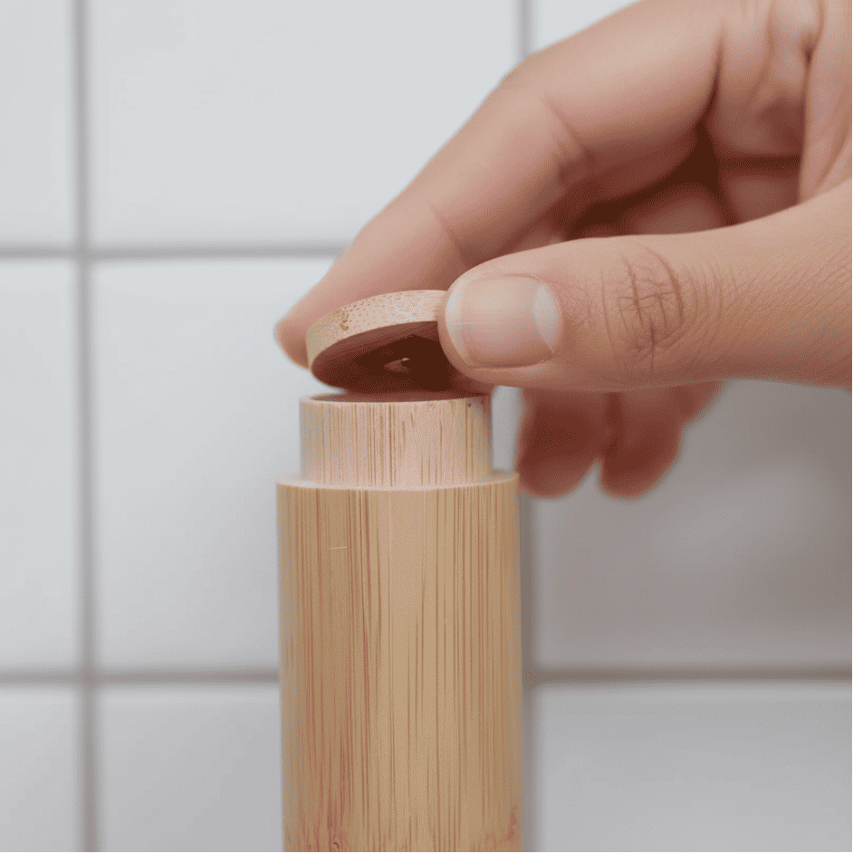 Bamboo Floss Container with Charcoal Dental Floss