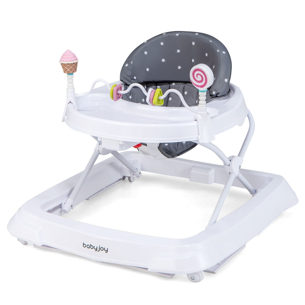 Foldable Baby Activity Walker with Adjustable Height and Detachable Seat Cushion