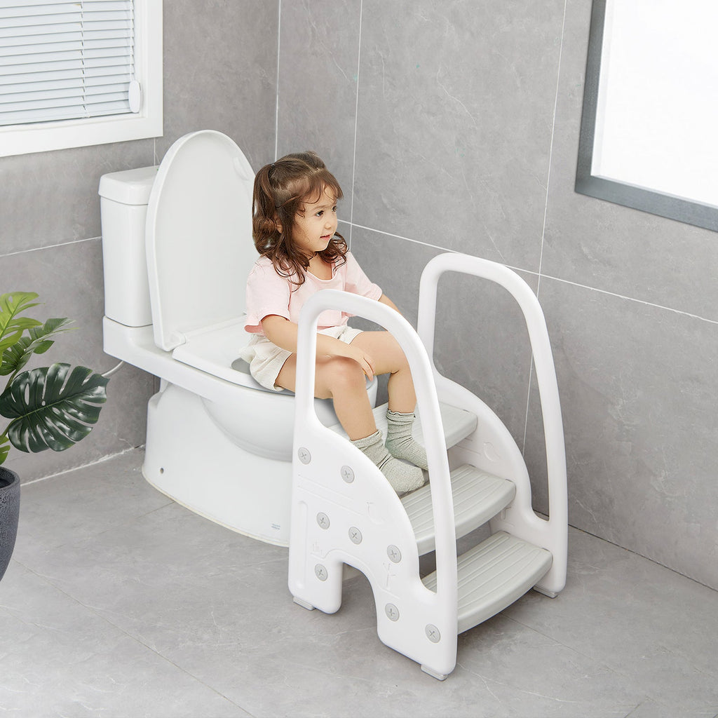 3-Step Stool with Safety Handles and Non-slip Pedals for Toddlers