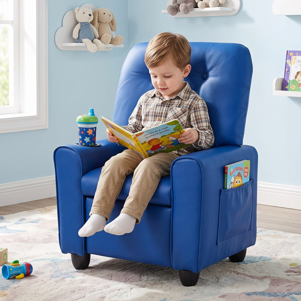 Kids Recliner Chair with Cup Holder & Adjustable Backrest