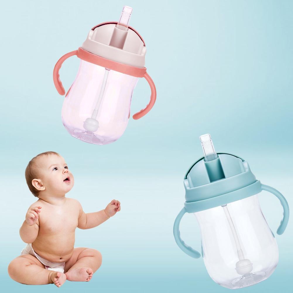 Water Straw Drinking Feeding Bottle Silicone Leakproof With Handles Wide Mouth Suction Babies Cups Bottles for Kids