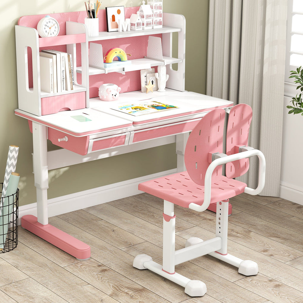 Height-adjustable Kid's Study Chair with Double Back Support and Breathable Seat for 3+ Years Old