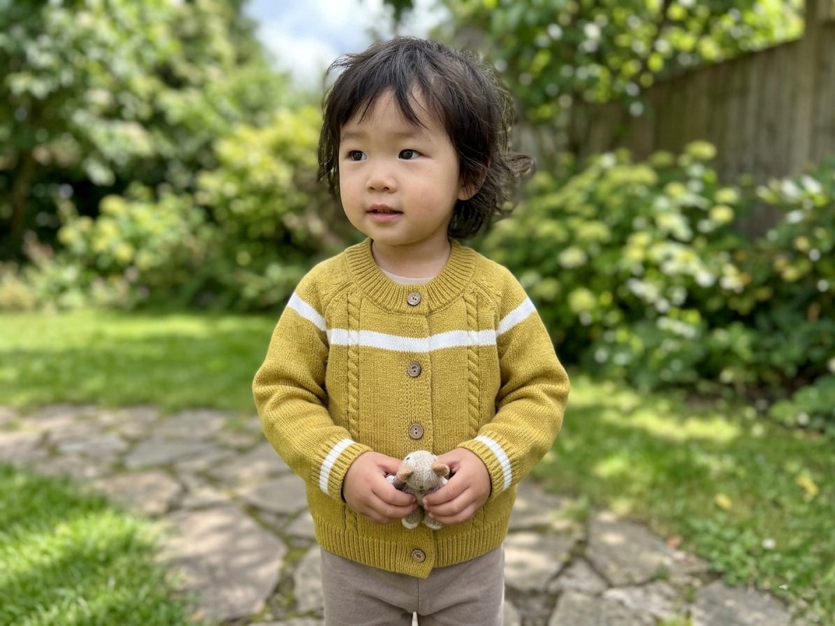 Warm Winter Cardigan | 100% Wool Kids Cardigan with Wooden Buttons