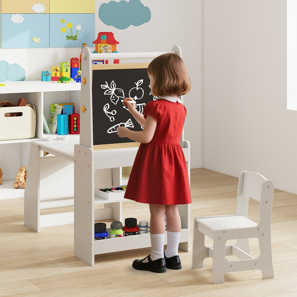 Kids Art Table and Chair Set with Easel and Chair for Drawing Reading