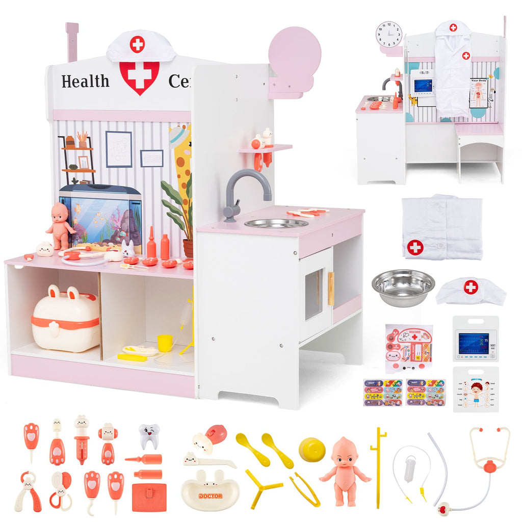 Kids Doctor Play Set with Adjustable Height Bar