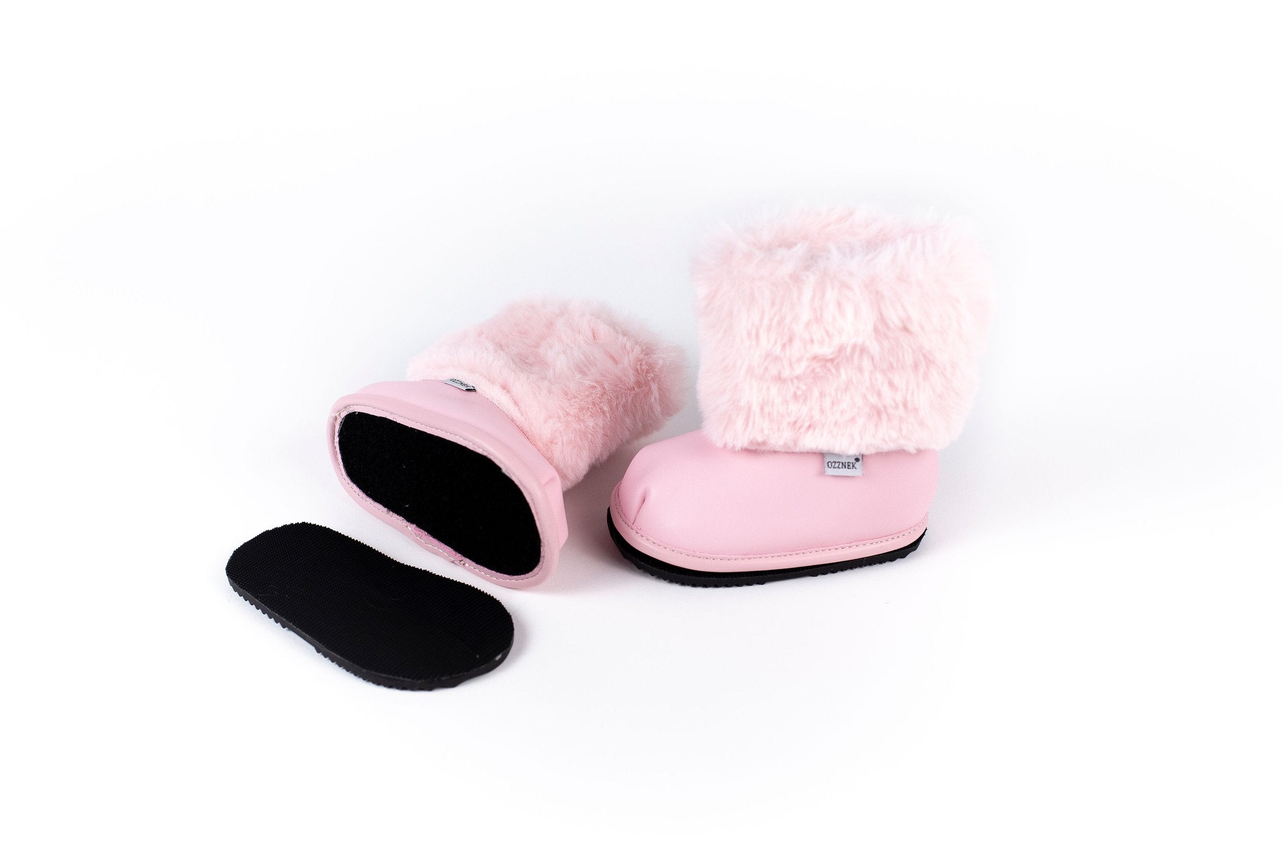 Pink Velvet Barefoot Ankle Boot Topper | Ozznek Removable Sole Shoes