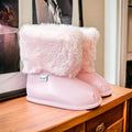 Pink Velvet Barefoot Ankle Boot Topper | Ozznek Removable Sole Shoes