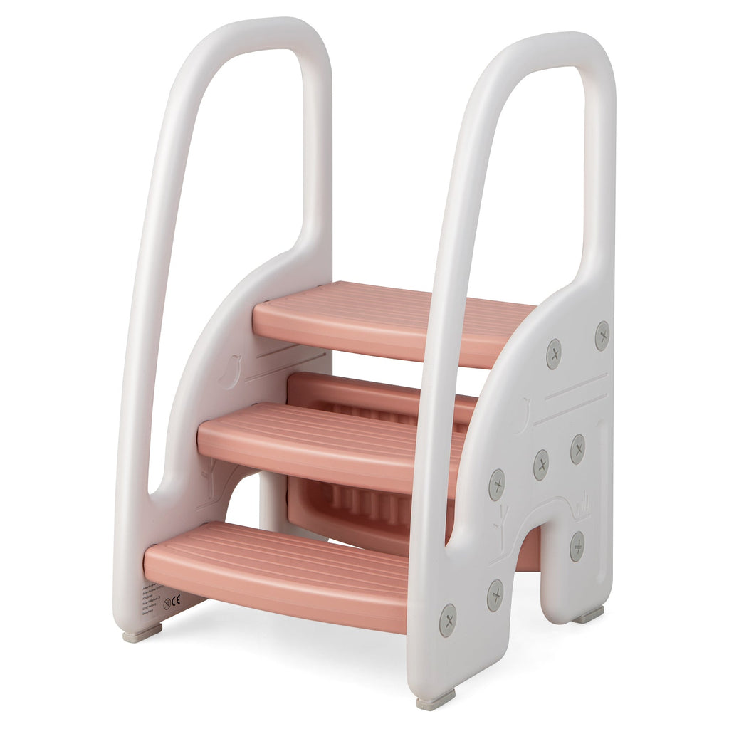 3-Step Stool with Safety Handles and Non-slip Pedals for Toddlers