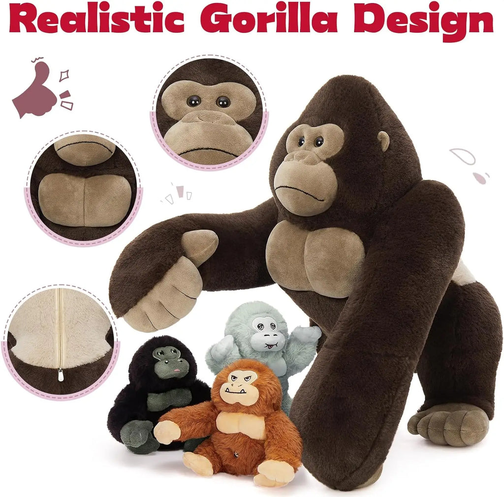 19.6" Giant Gorilla Plush with 3 Babies