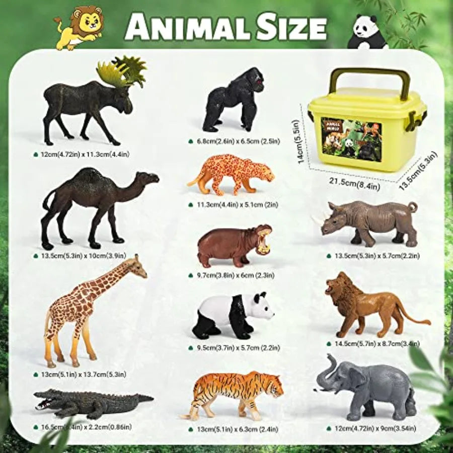 12PCS Wild Zoo Figurines