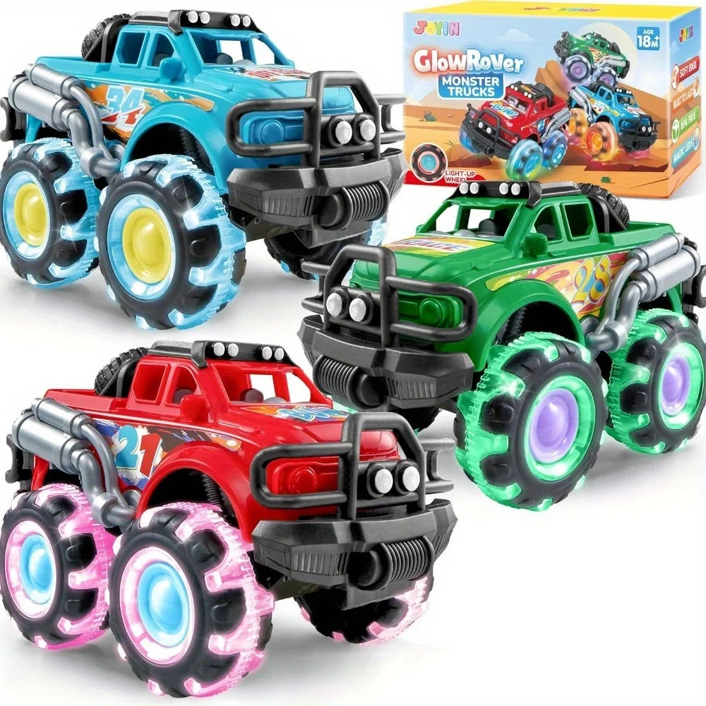 3Pack Monster Truck with Flashing LED Wheels