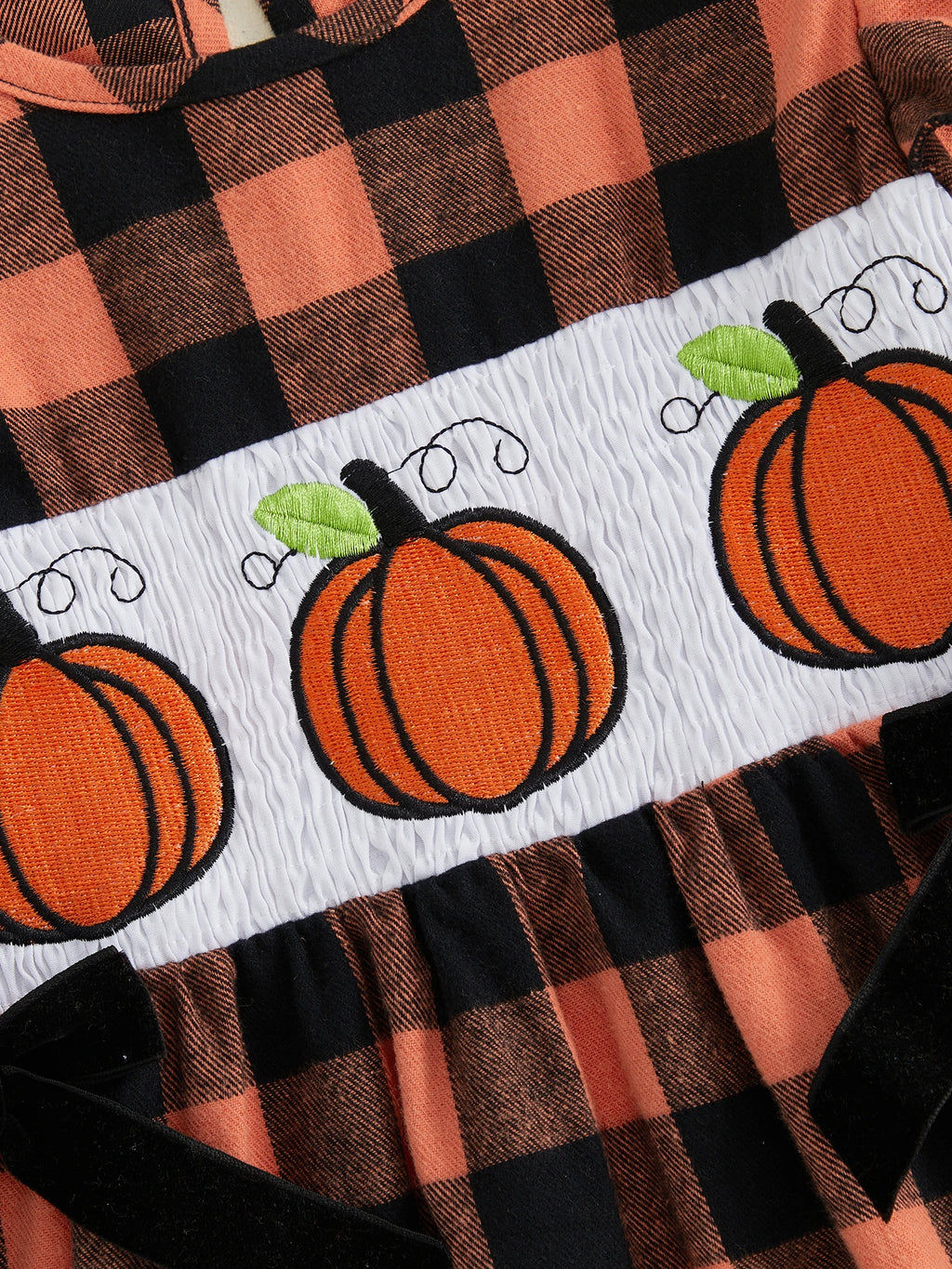 Girls Pumpkin Embroidery Halloween Dress