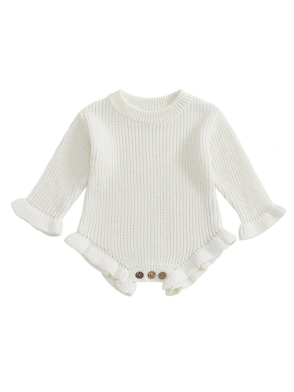 Infant Autumn Knitted Bodysuit with Ruffled Sleeves