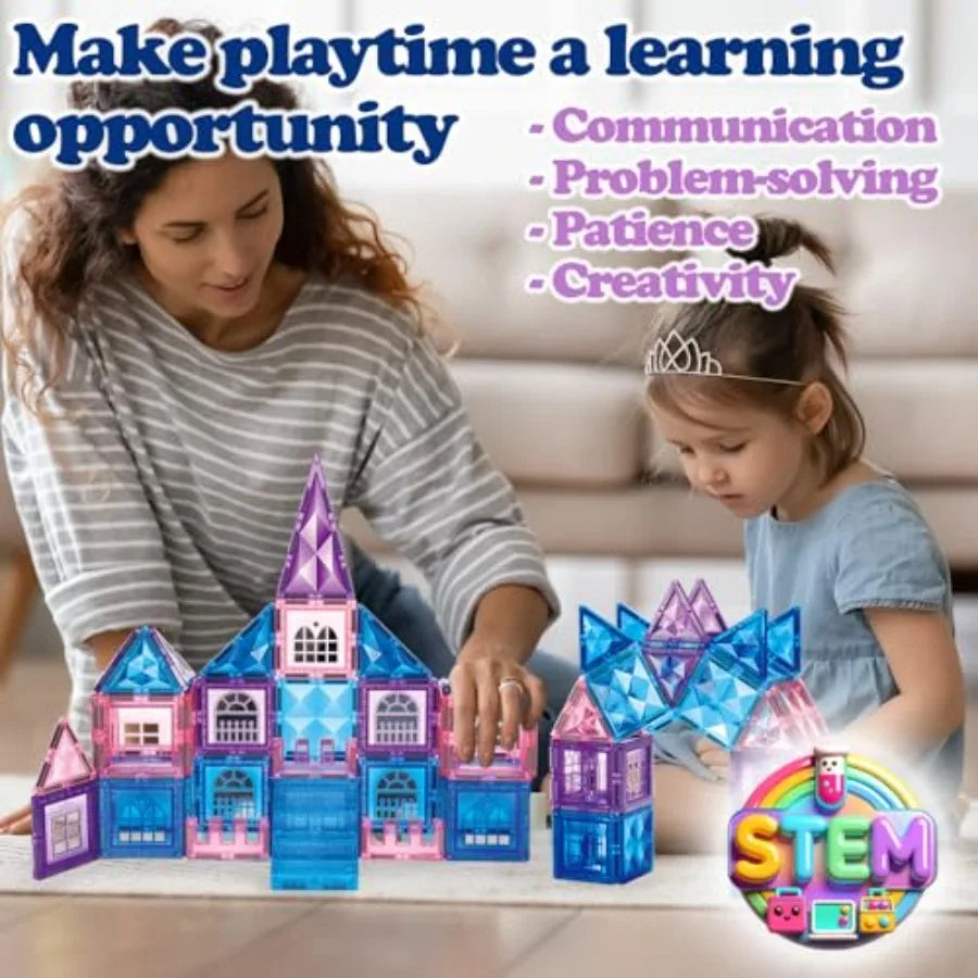 102pcs Princess Castle Magnetic Tiles Building Blocks