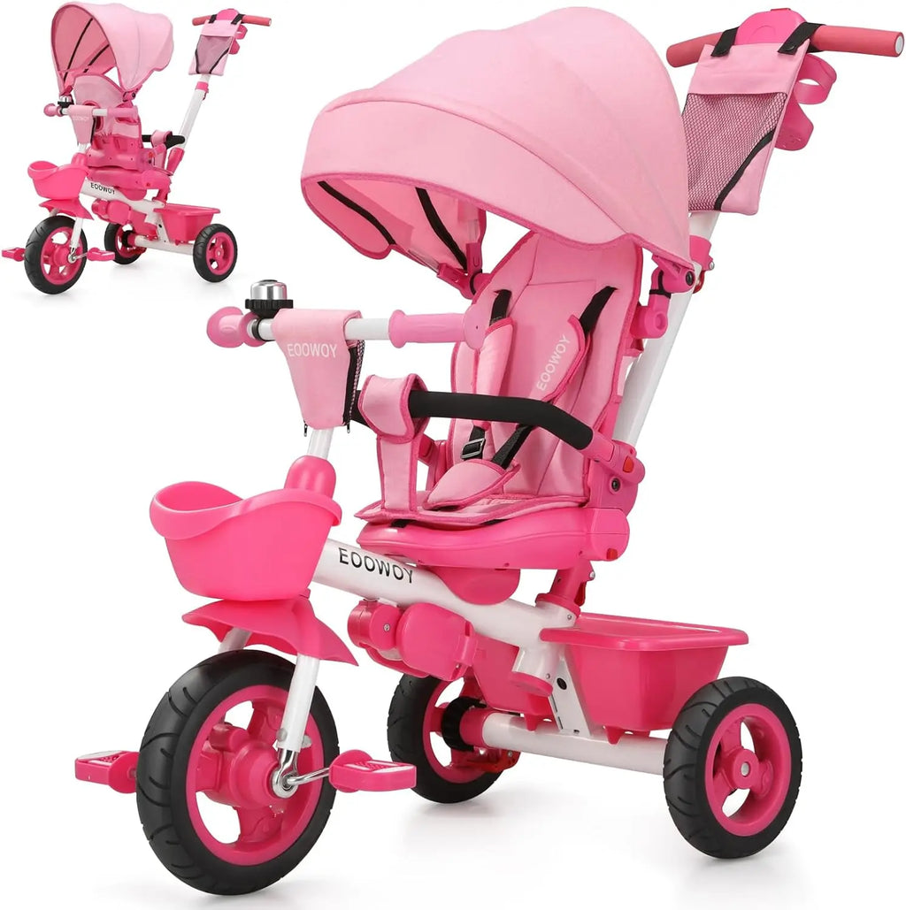 6 in 1 Convertible Trike with Push Handle