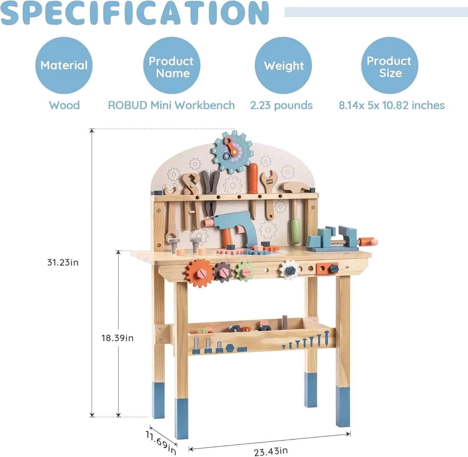 41 Piece Wooden Tool Bench Set