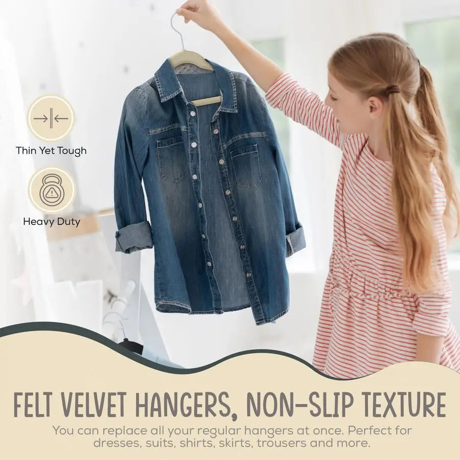 50 NonSlip Kids Velvet Hangers