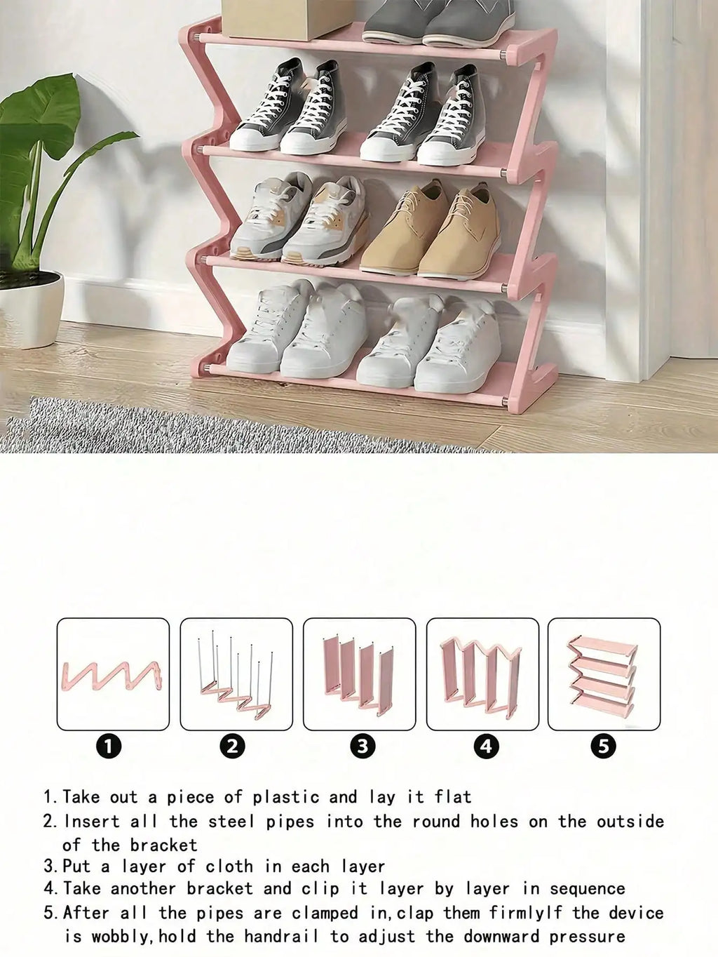 Z-Shaped Shoe Rack Standing Organizer