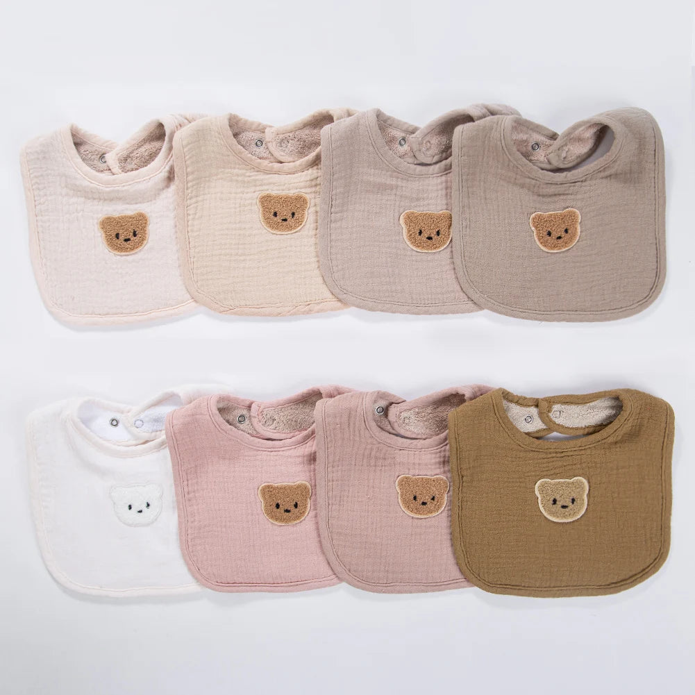 Cute Bear Muslin Cotton Baby Bibs
