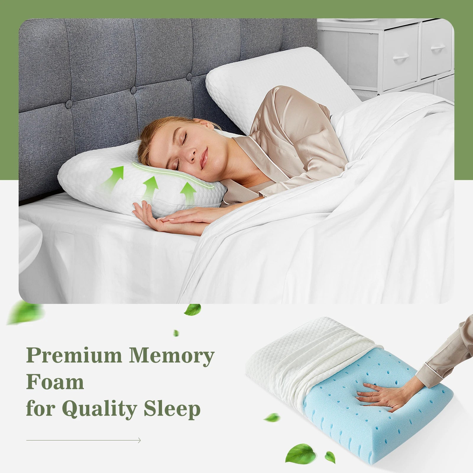 2-pieces Standard Memory Foam Pillows