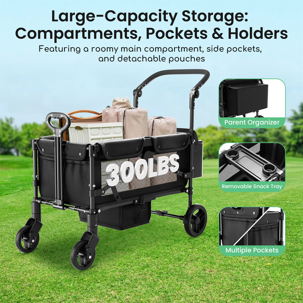 2 Seat Wagon Stroller For Toddlers with Canopy