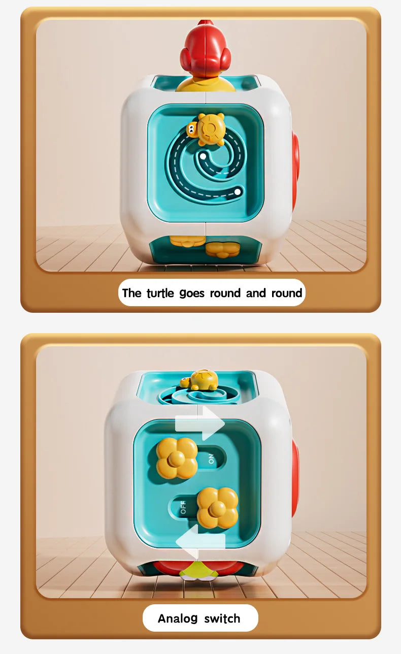 Baby Busy Board Cube Montessori Sensory Activity Toy