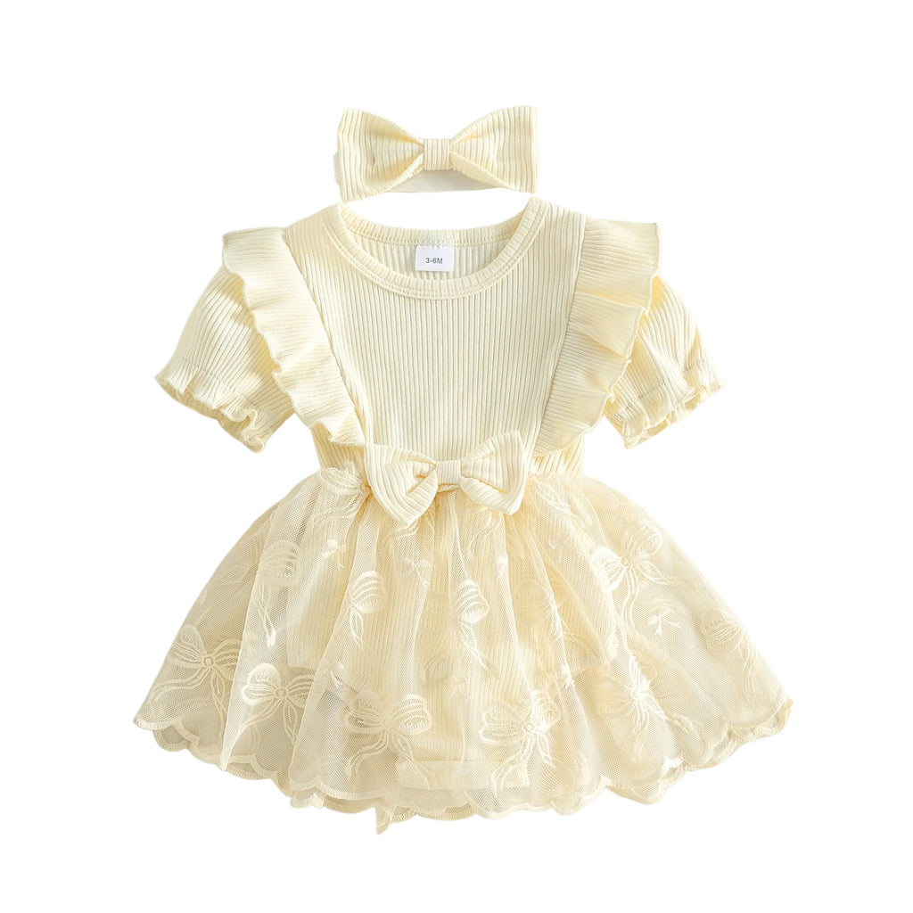 Princess Lace Romper Dress with Matching Headband