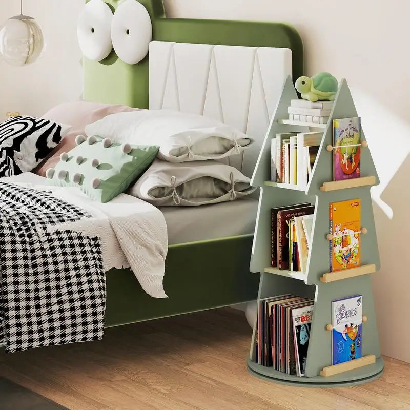 4 Tier Tree Shape Kids Rotating Bookshelf