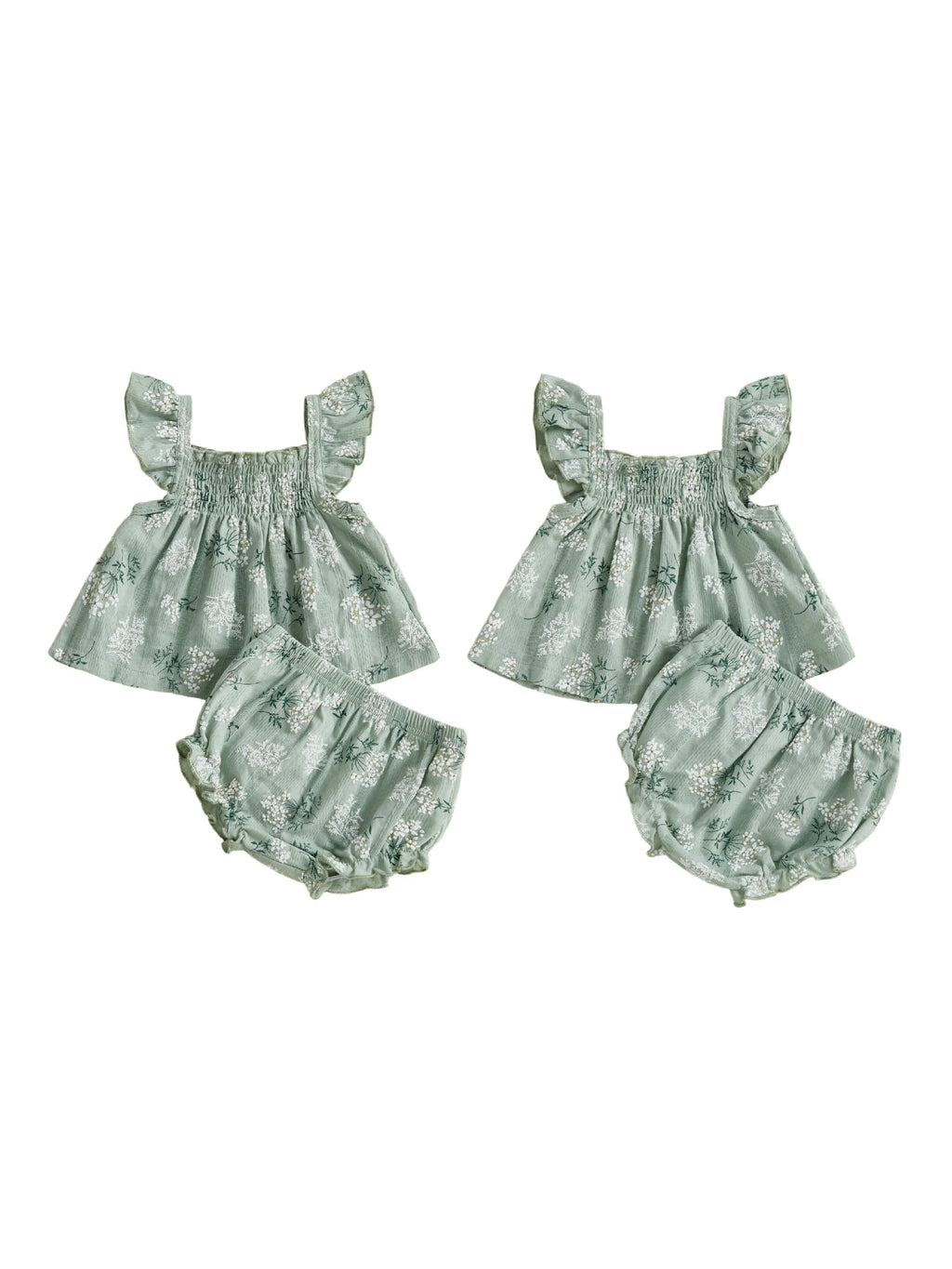Girl Floral Flutter Sleeve Top and Shorts