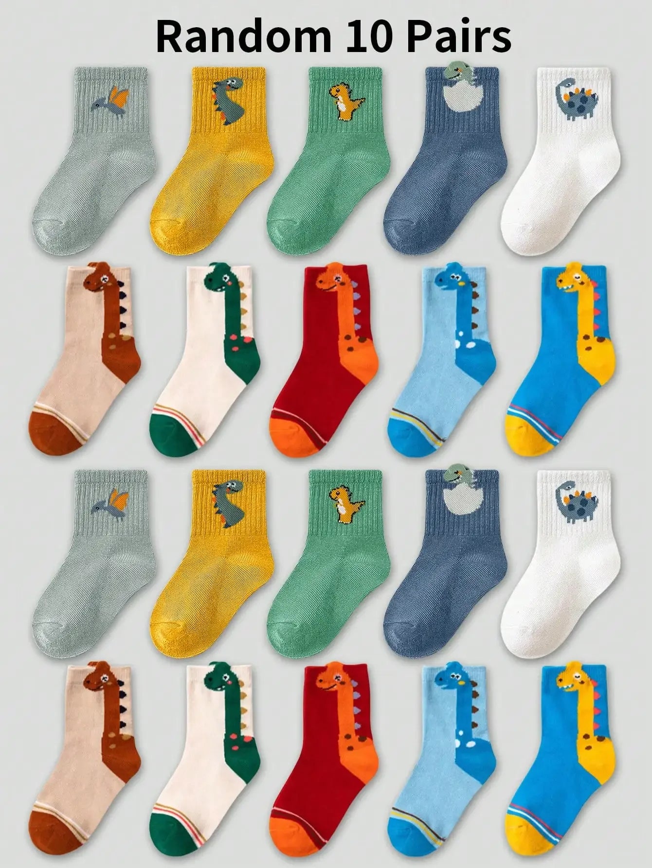 5 Pairs Neck Dinosaur Children's Socks