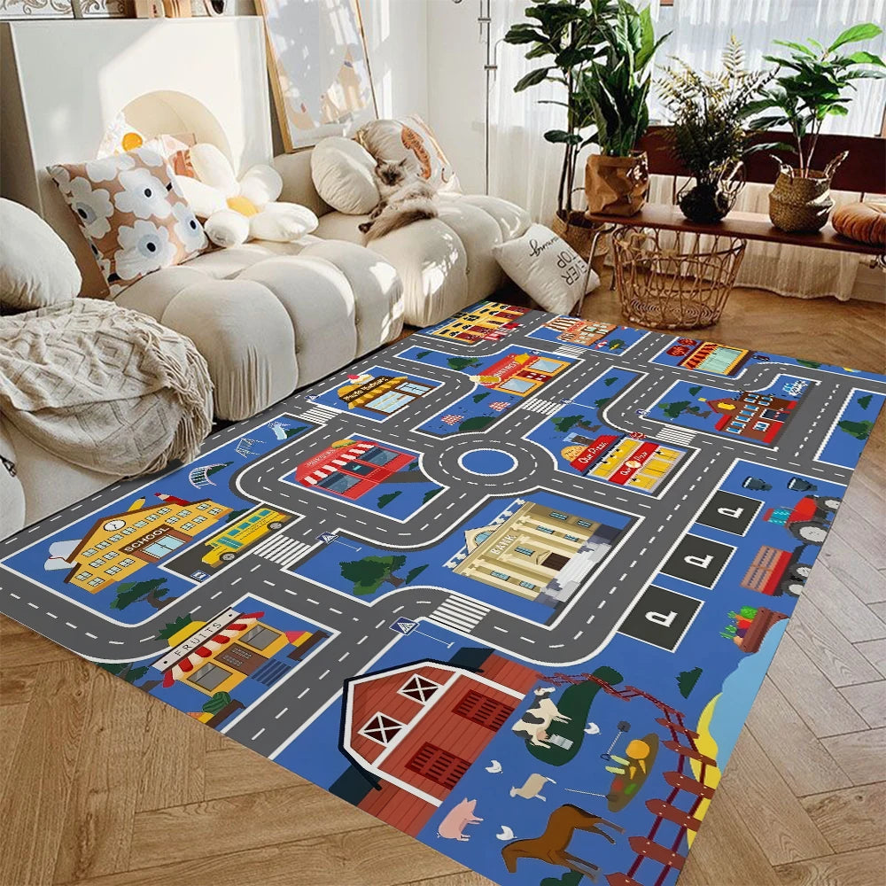 Non-Slip Kids Toy Cars Rugs