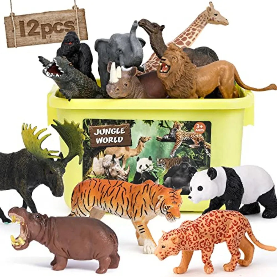 12PCS Wild Zoo Figurines
