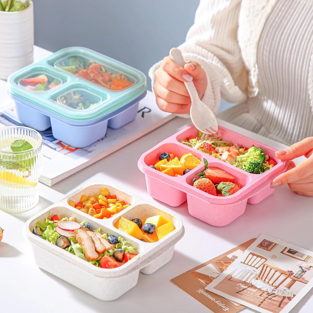 4 Pack -3 Compartments Meal Prep Containers