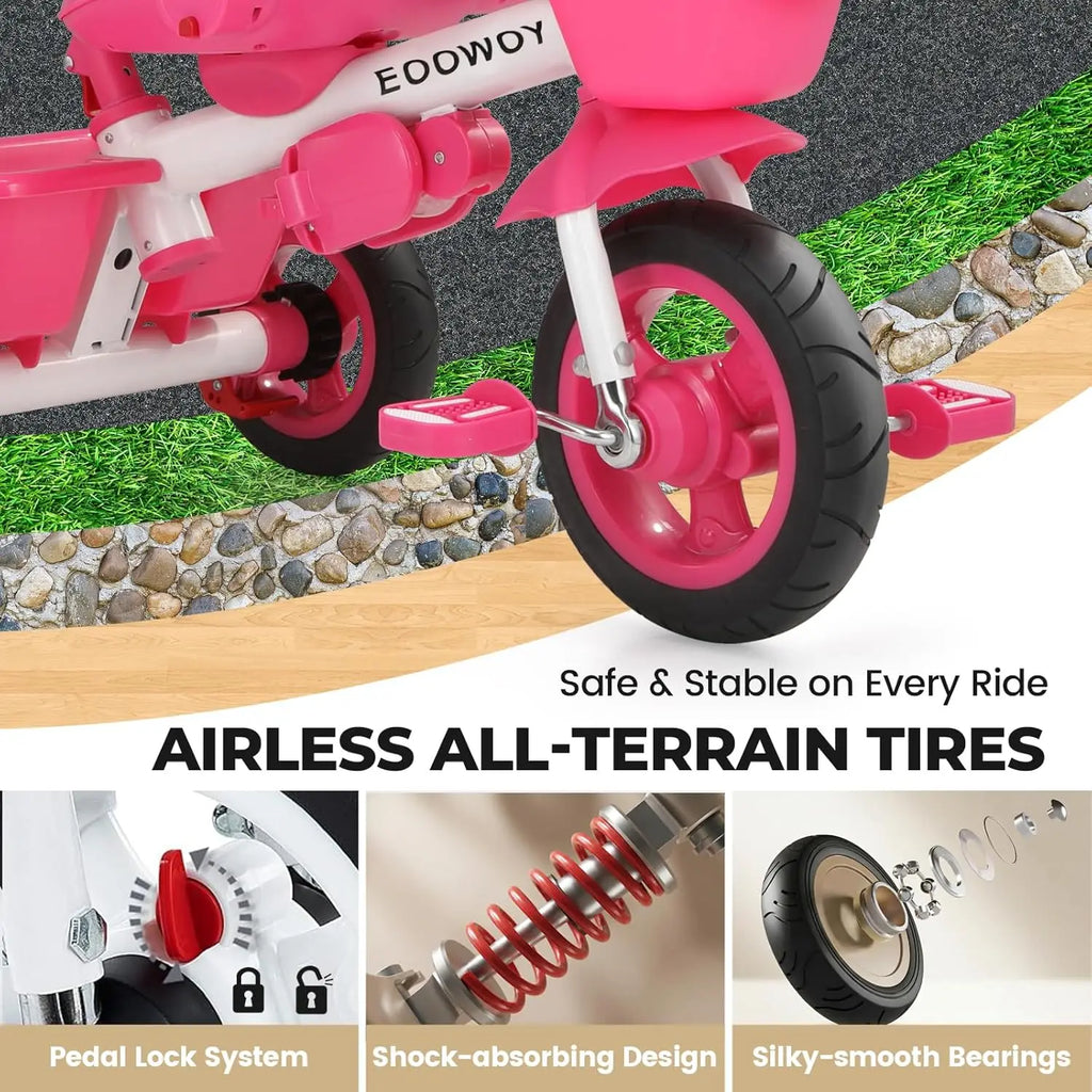 6 in 1 Convertible Trike with Push Handle