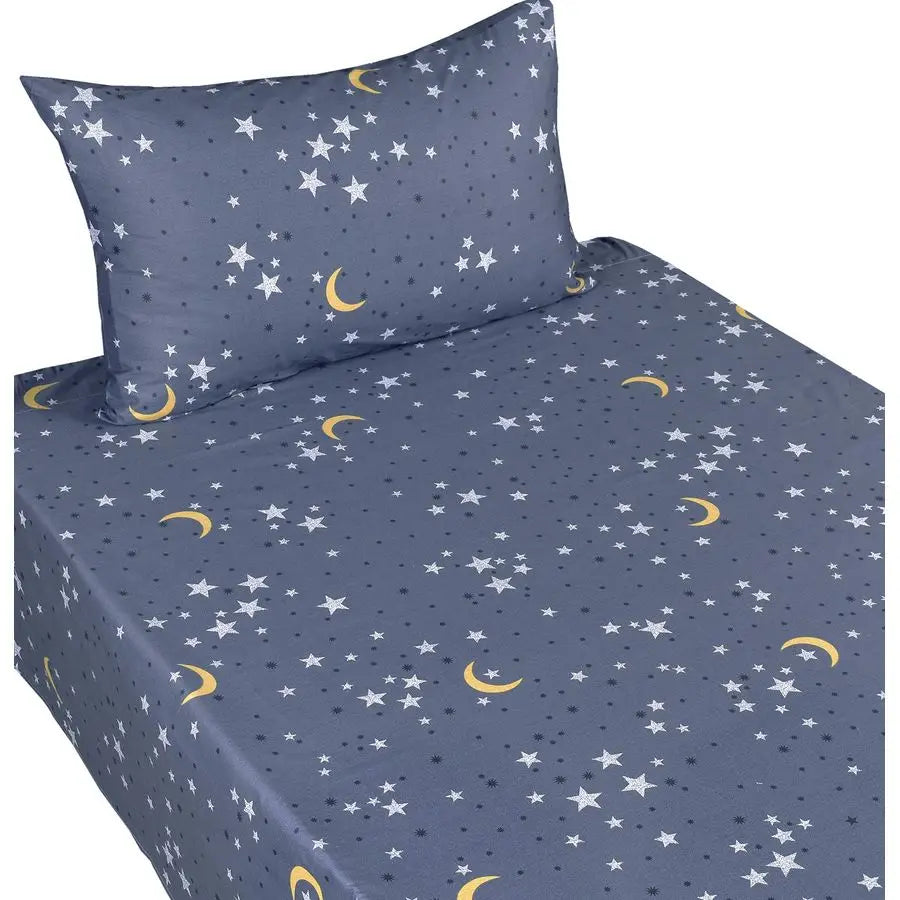 3 Pcs Moon & Stars Twin Bed Sheet