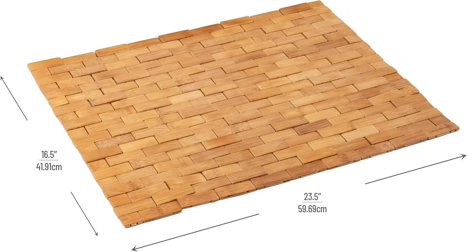 Bamboo Bath Mat - Non-Slip Rubber Bottom