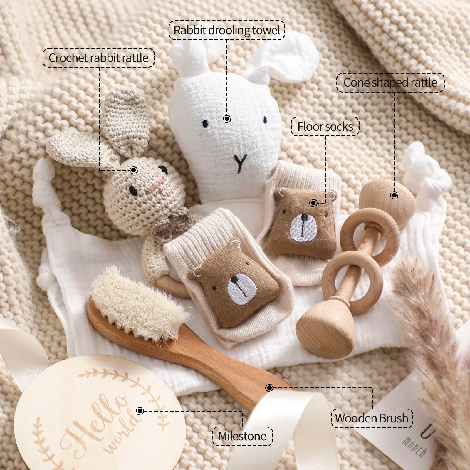 Baby Cotton Blanket 7PCS Newborn Bath Set