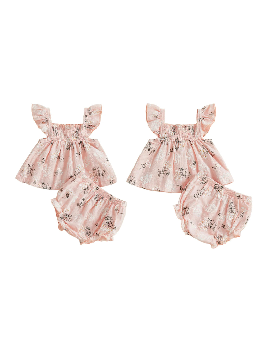 Girl Floral Flutter Sleeve Top and Shorts
