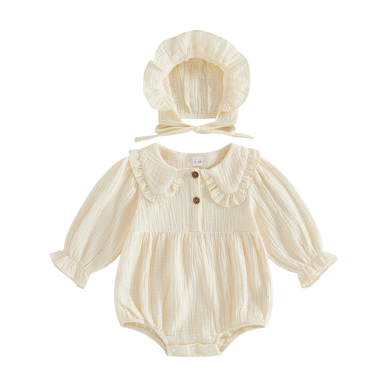 Infant Linen Romper Set with Hat