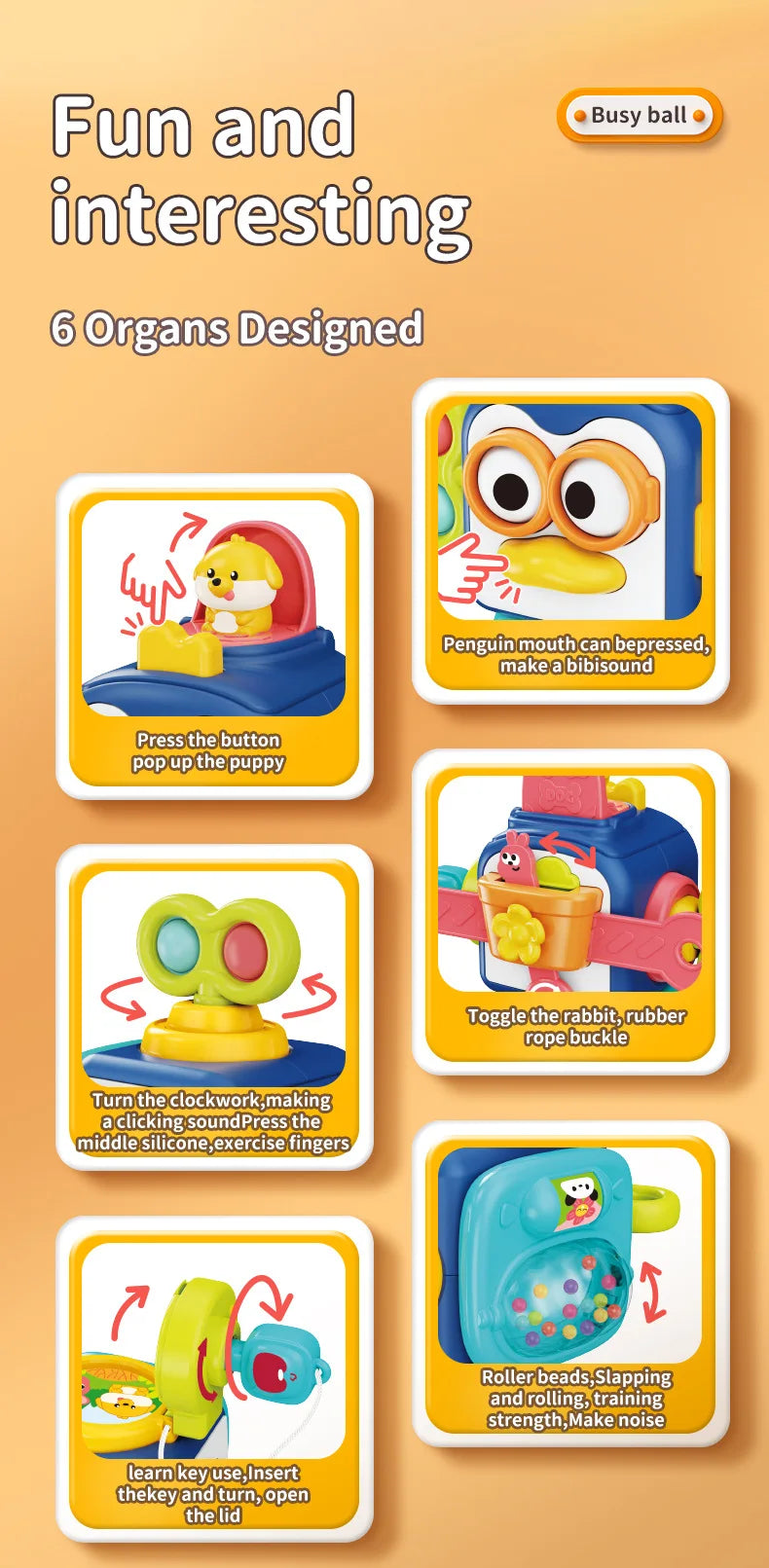 Baby Busy Board Cube Montessori Sensory Activity Toy