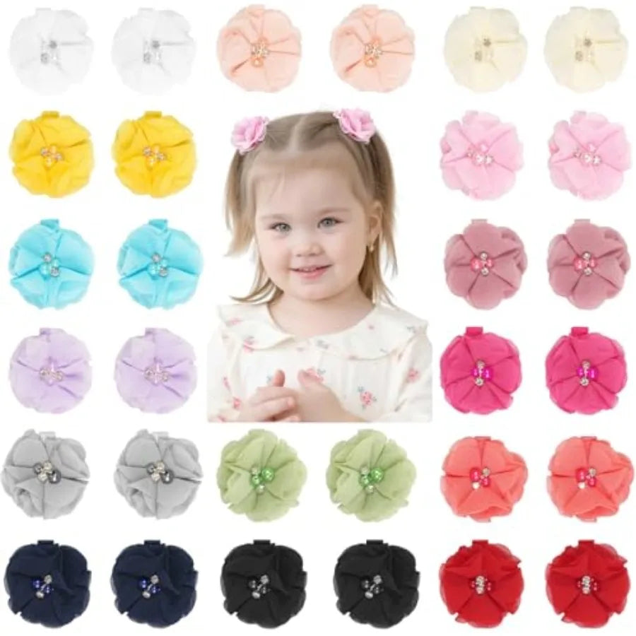 40PCS 2" Chiffon Flower Hair Bows Clips