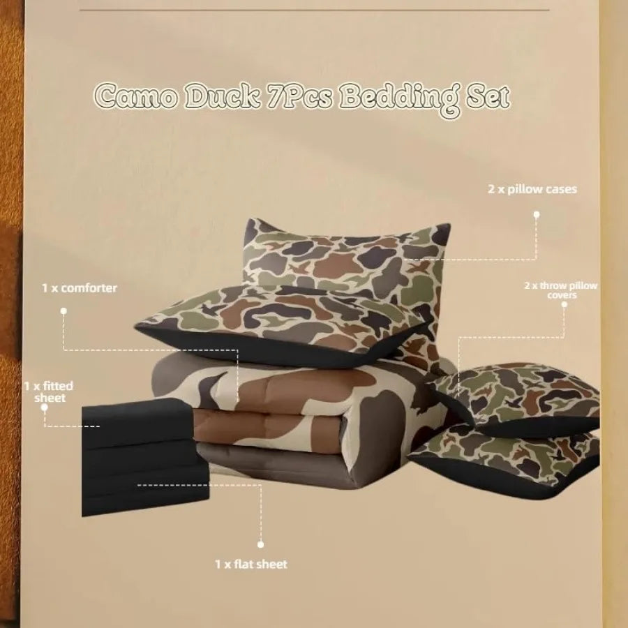 7 Pcs Army Hunting Comforter Set