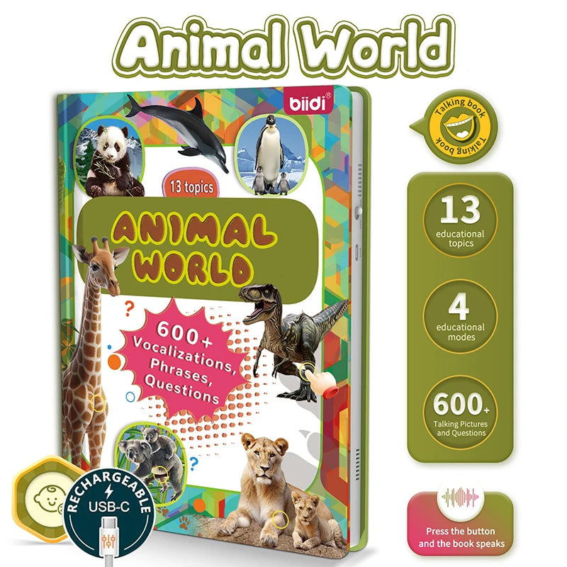 Interactive Audio Sound Animal Talking Book