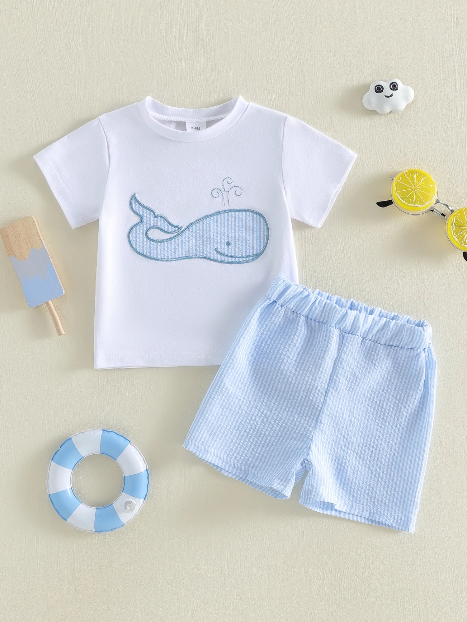 Cute Toddler Beachwear Set with Shark Print