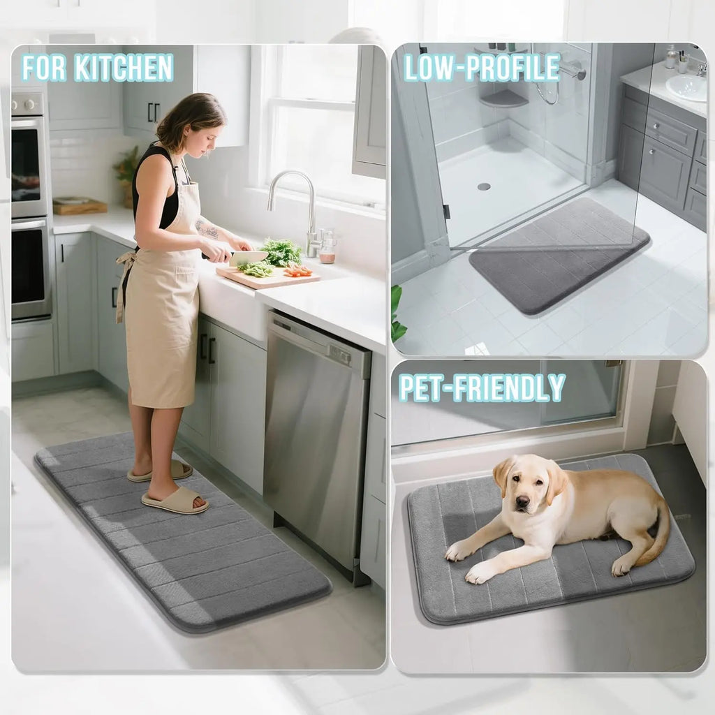 3 Pieces Memory Foam Bath Mat Set