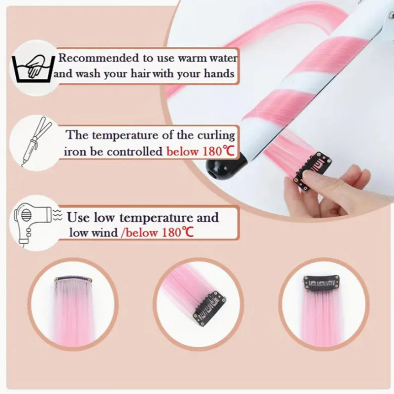 12pcs Rainbow Clip-In Hair Extensions