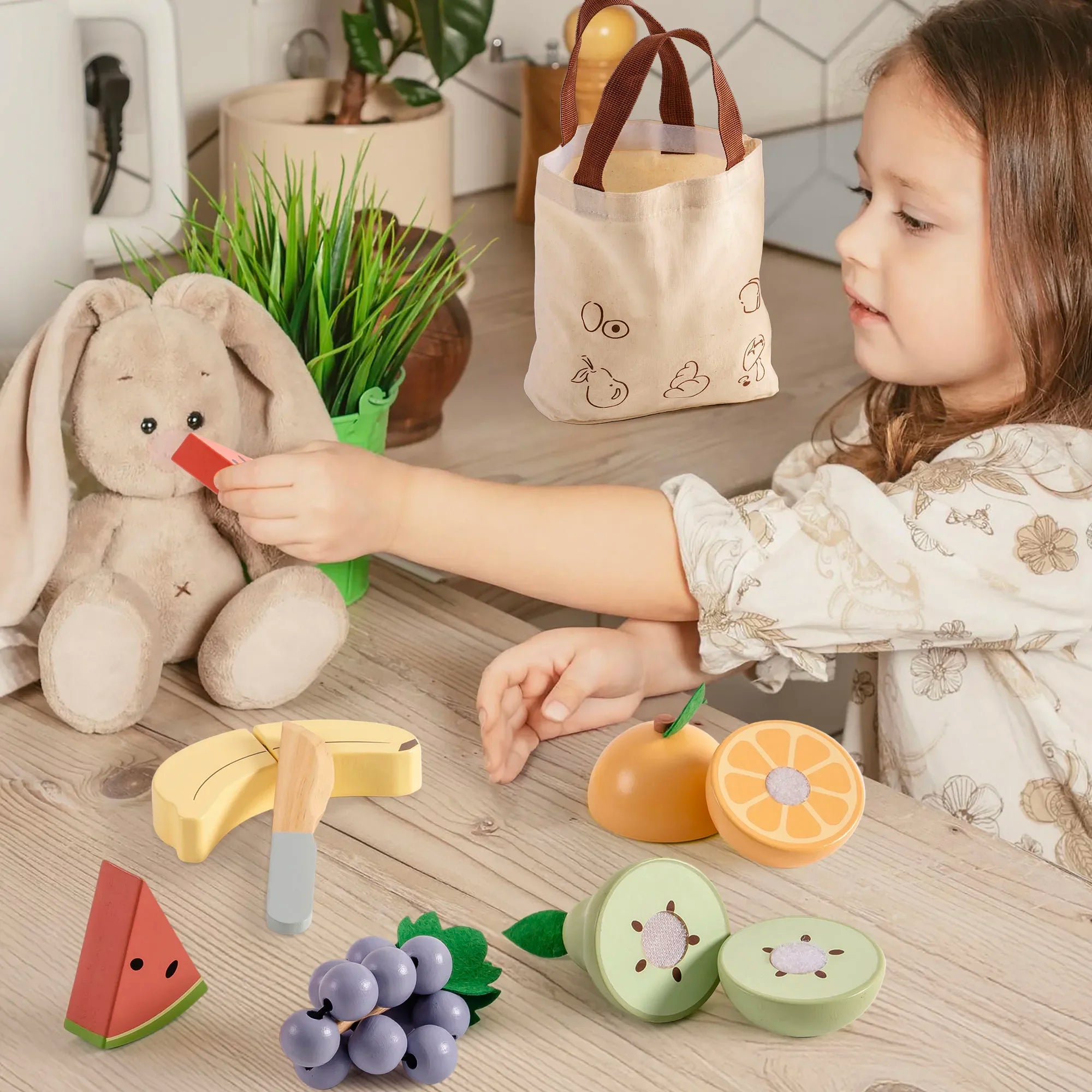 Kitchen Pretend  Wooden Cutting Fruit Vegetable Food